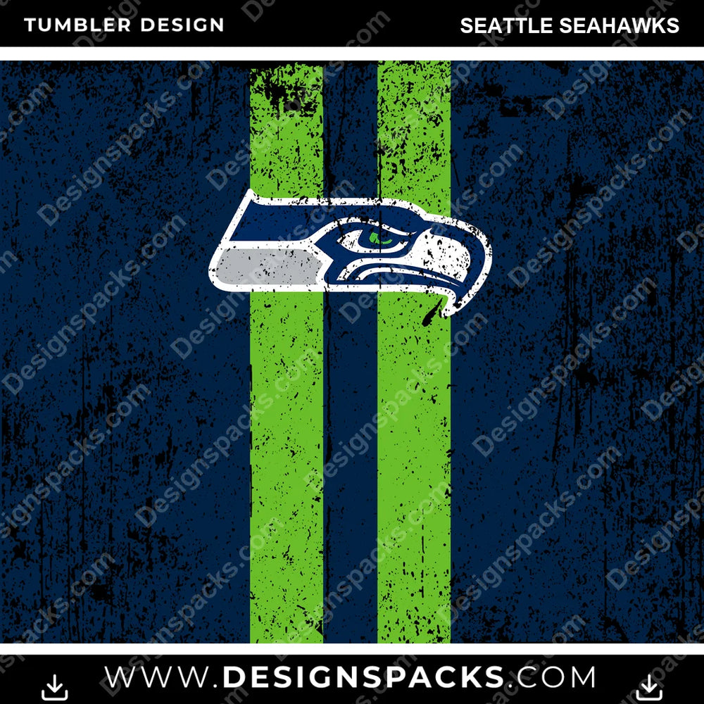 Football Grunge Style Seattle Seahawks NFL Football Tumbler Digital Wrap Design Download
