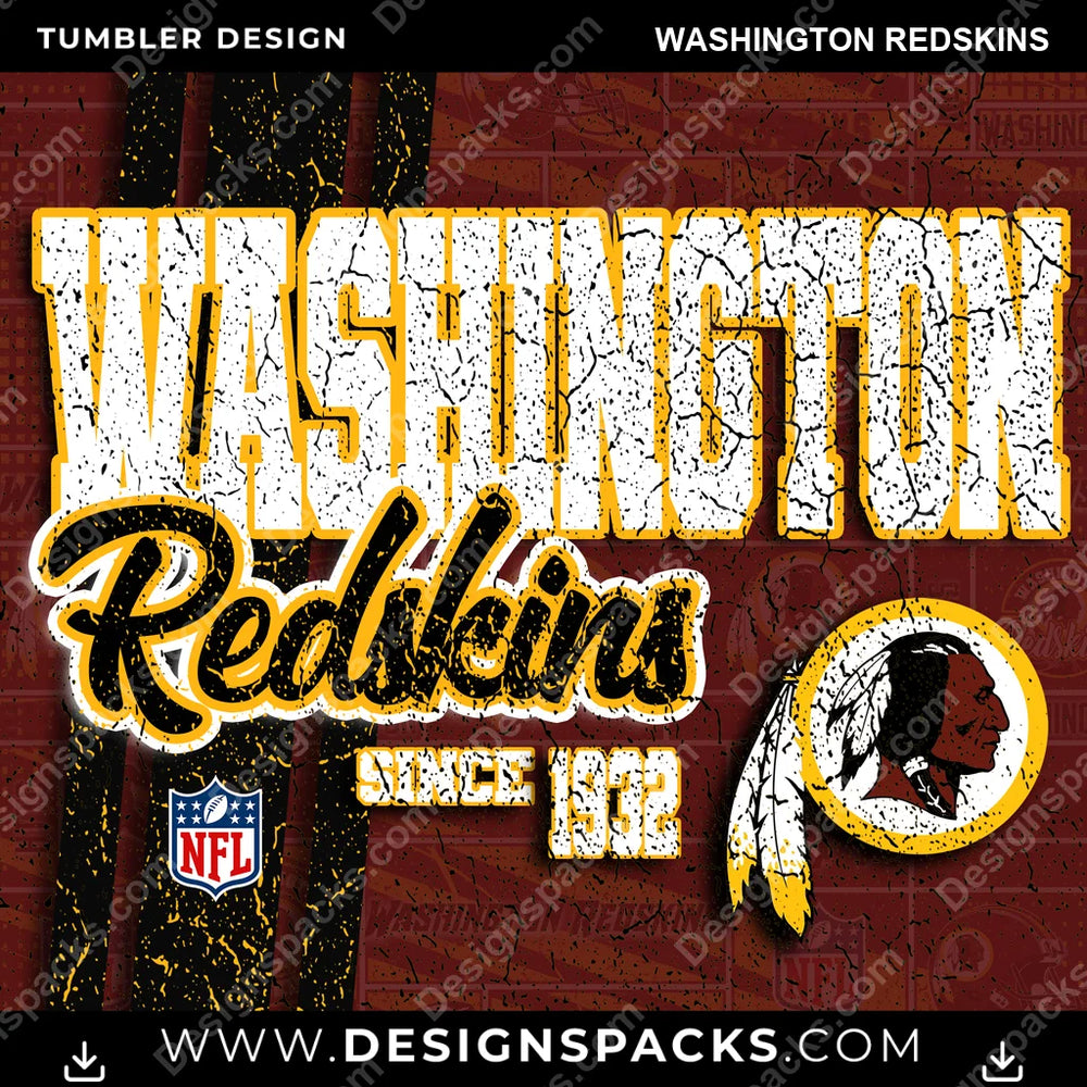 Football Grunge Washington Redskins NFL Football Tumbler Digital Wrap Design Download