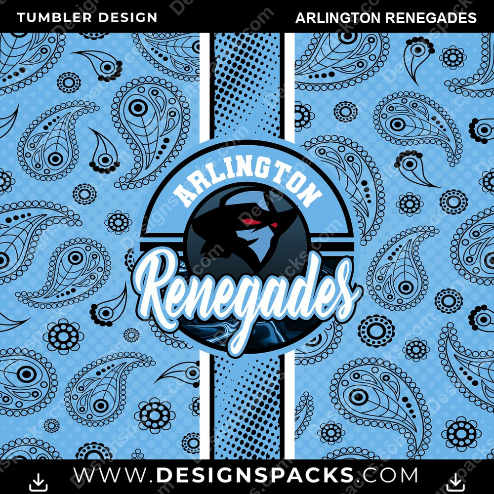 Football Handkerchief Arlington Renegades NFL Football Tumbler Digital Wrap Design Download