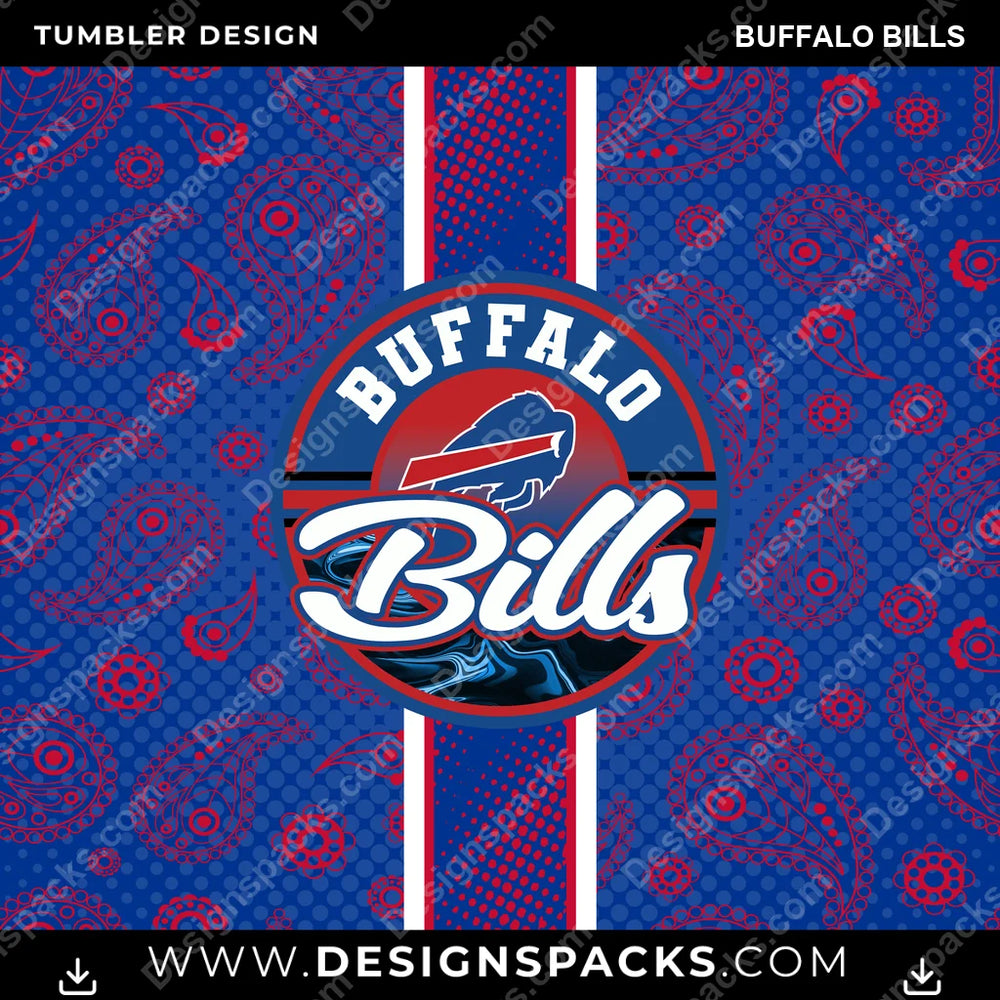 Football Handkerchief Buffalo Bills NFL Football Tumbler Digital Wrap Design Download