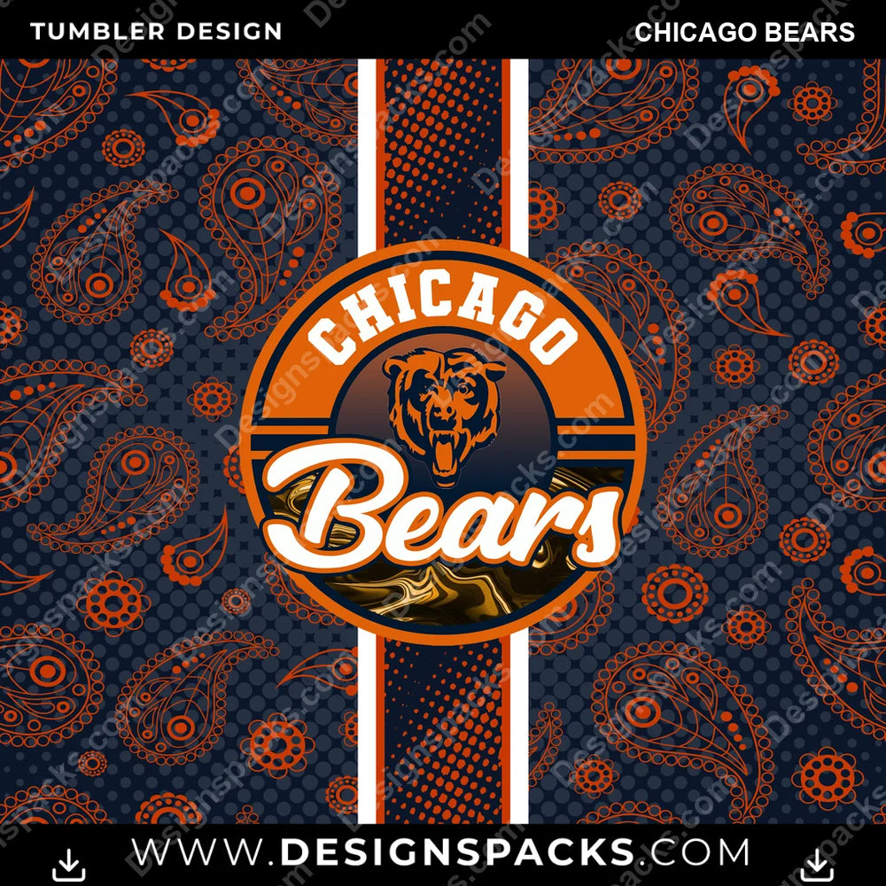 Football Handkerchief Chicago Bears NFL Football Tumbler Digital Wrap Design Download
