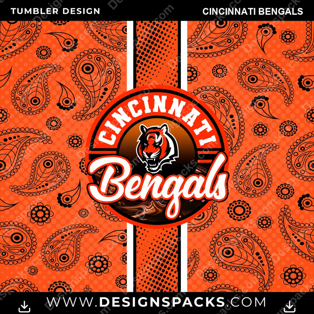 Football Handkerchief Cincinnati Bengals NFL Football Tumbler Digital Wrap Design Download