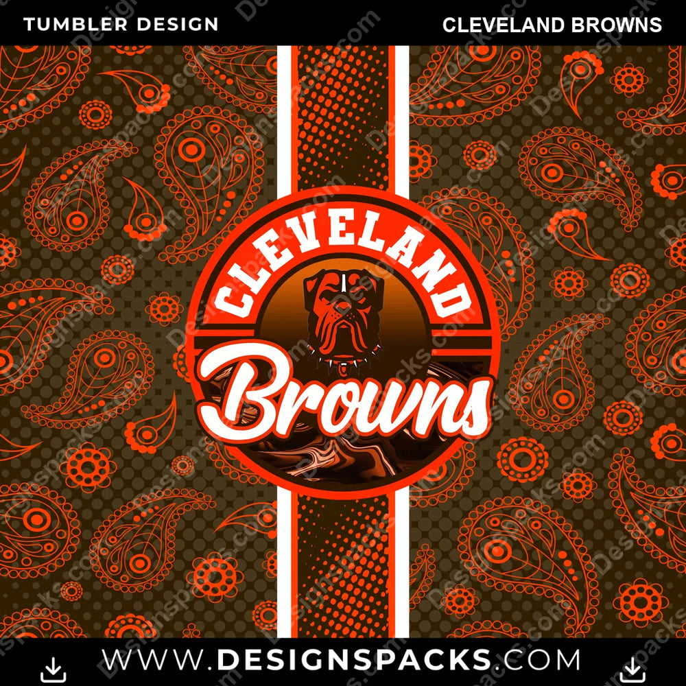 Football Handkerchief Cleveland Browns NFL Football Tumbler Digital Wrap Design Download
