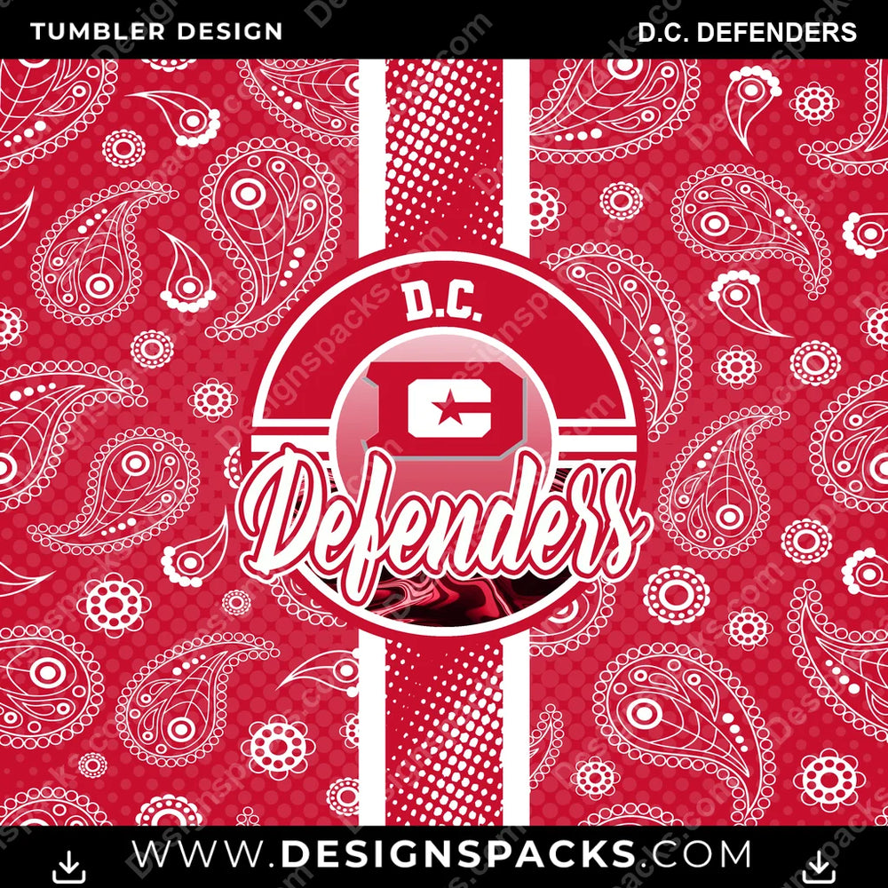 Football Handkerchief D.C. Defenders NFL Football Tumbler Digital Wrap Design Download