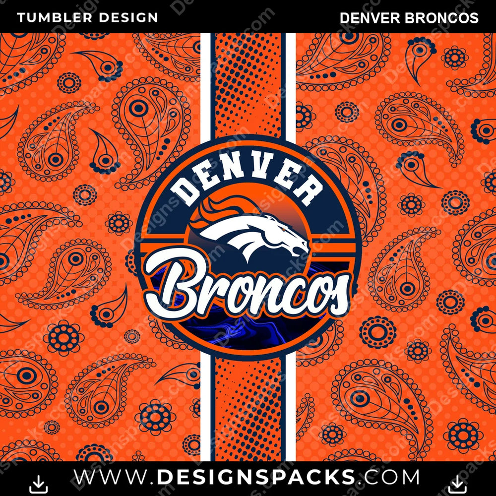 Football Handkerchief Denver Broncos NFL Football Tumbler Digital Wrap Design Download