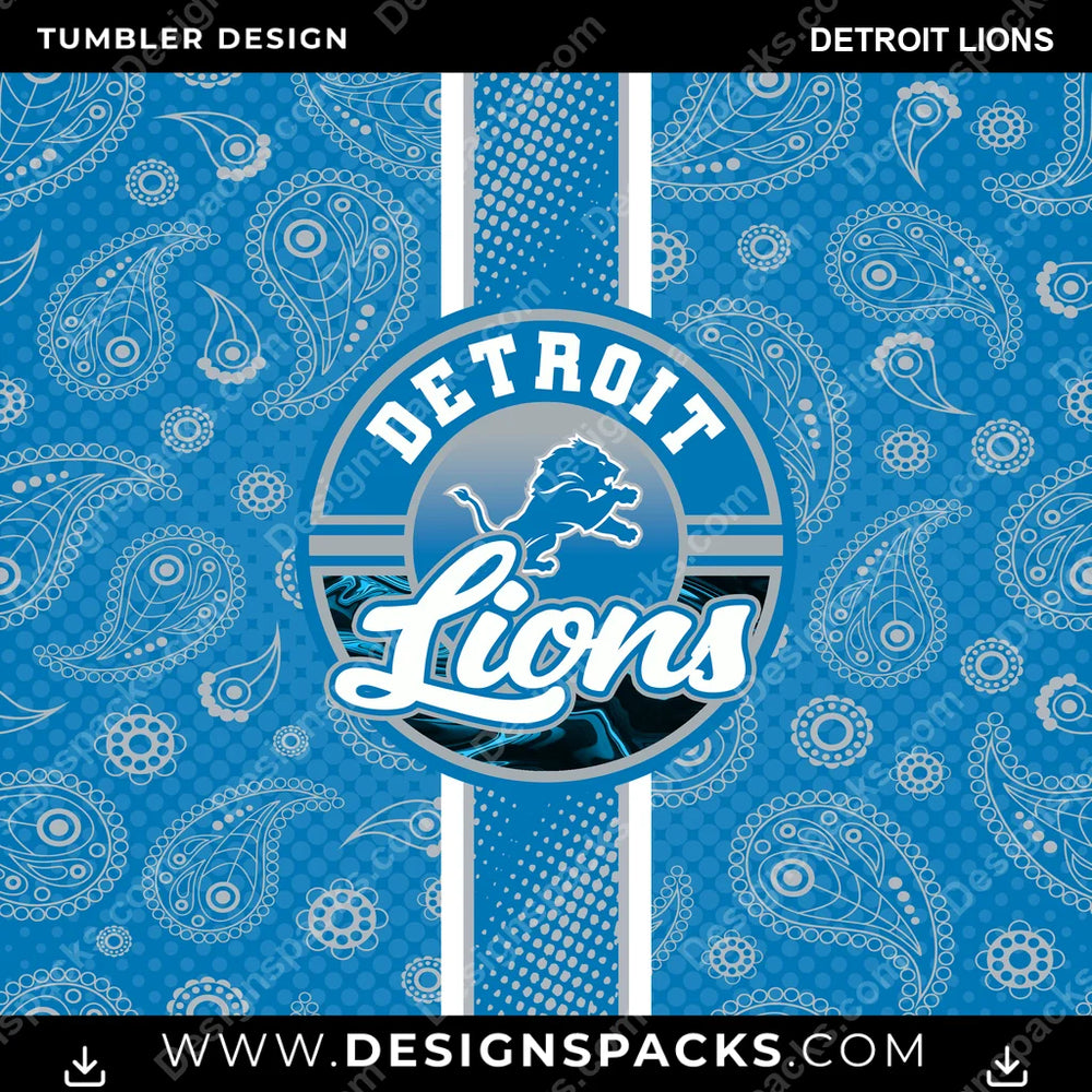 Football Handkerchief Detroit Lions NFL Football Tumbler Digital Wrap Design Download