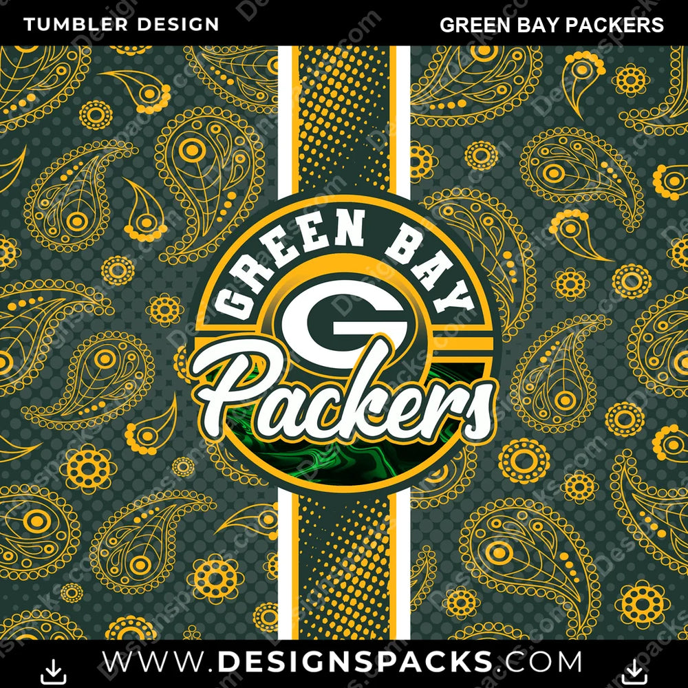 Football Handkerchief Green Bay Packers NFL Football Tumbler Digital Wrap Design Download