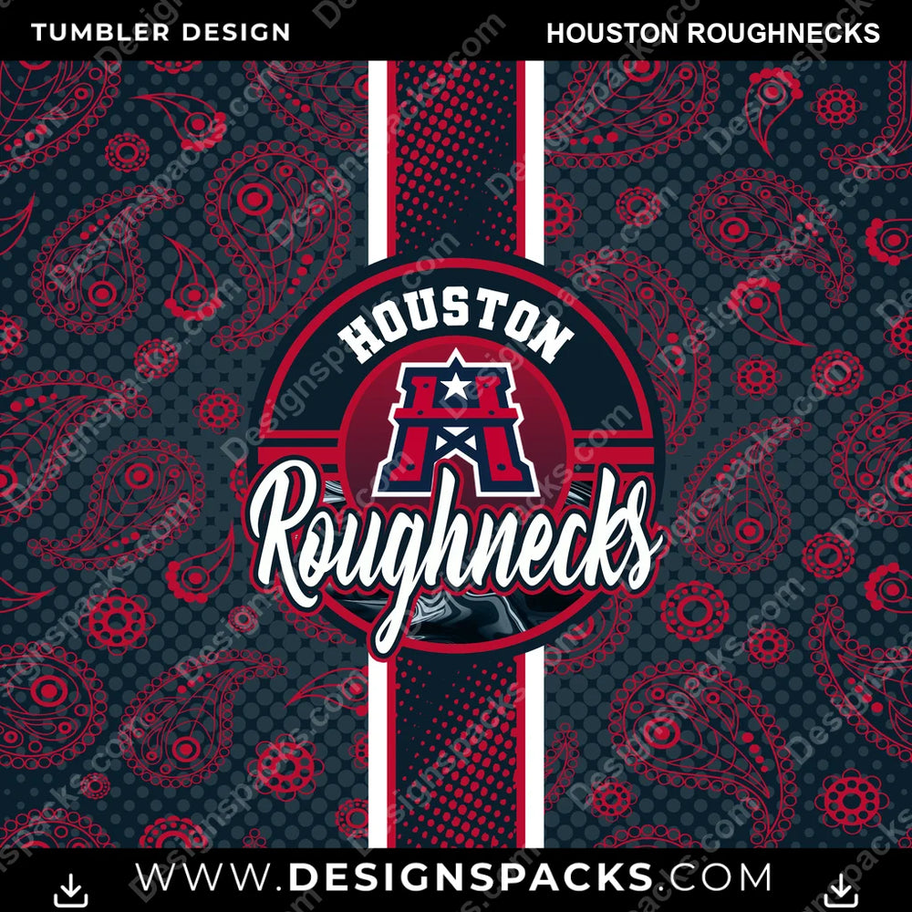Football Handkerchief Houston Roughnecks NFL Football Tumbler Digital Wrap Design Download