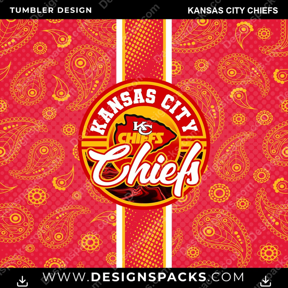 Football Handkerchief Kansas City Chiefs NFL Football Tumbler Digital Wrap Design Download
