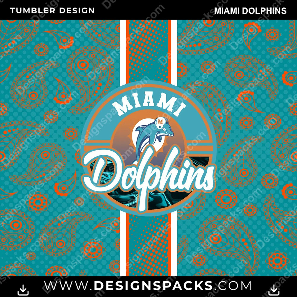 Football Handkerchief Miami Dolphins NFL Football Tumbler Digital Wrap Design Download