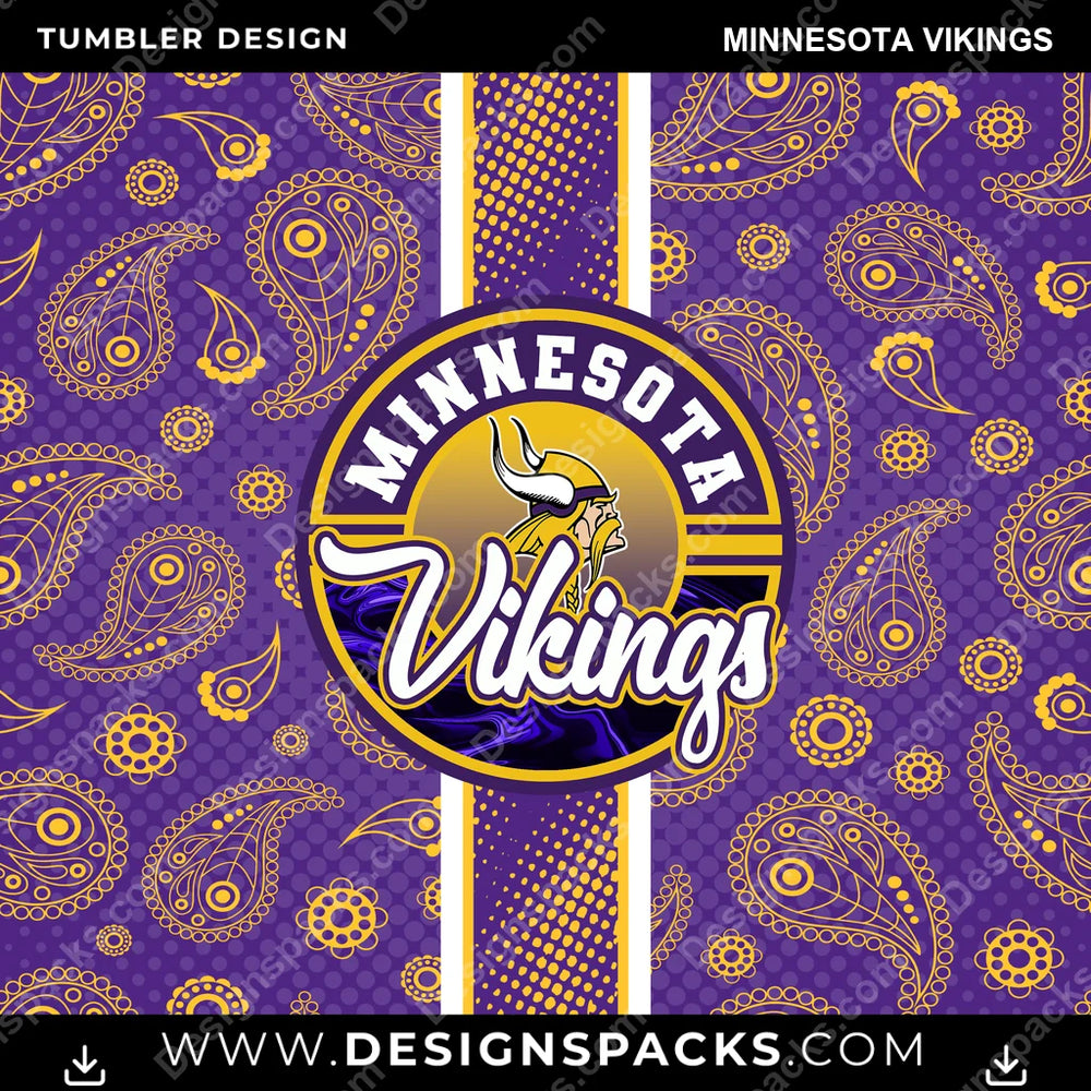 Football Handkerchief Minnesota Vikings NFL Football Tumbler Digital Wrap Design Download
