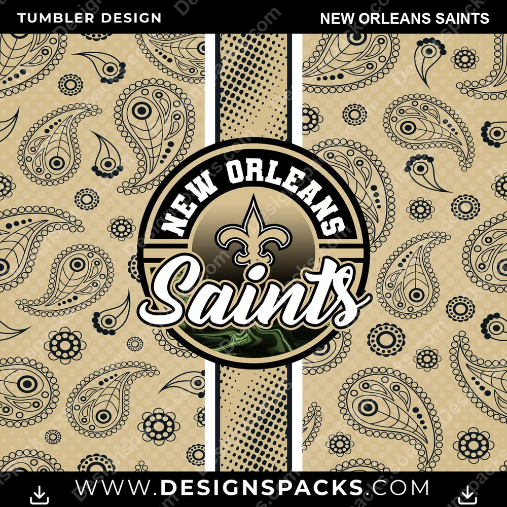 Football Handkerchief New Orleans Saints NFL Football Tumbler Digital Wrap Design Download