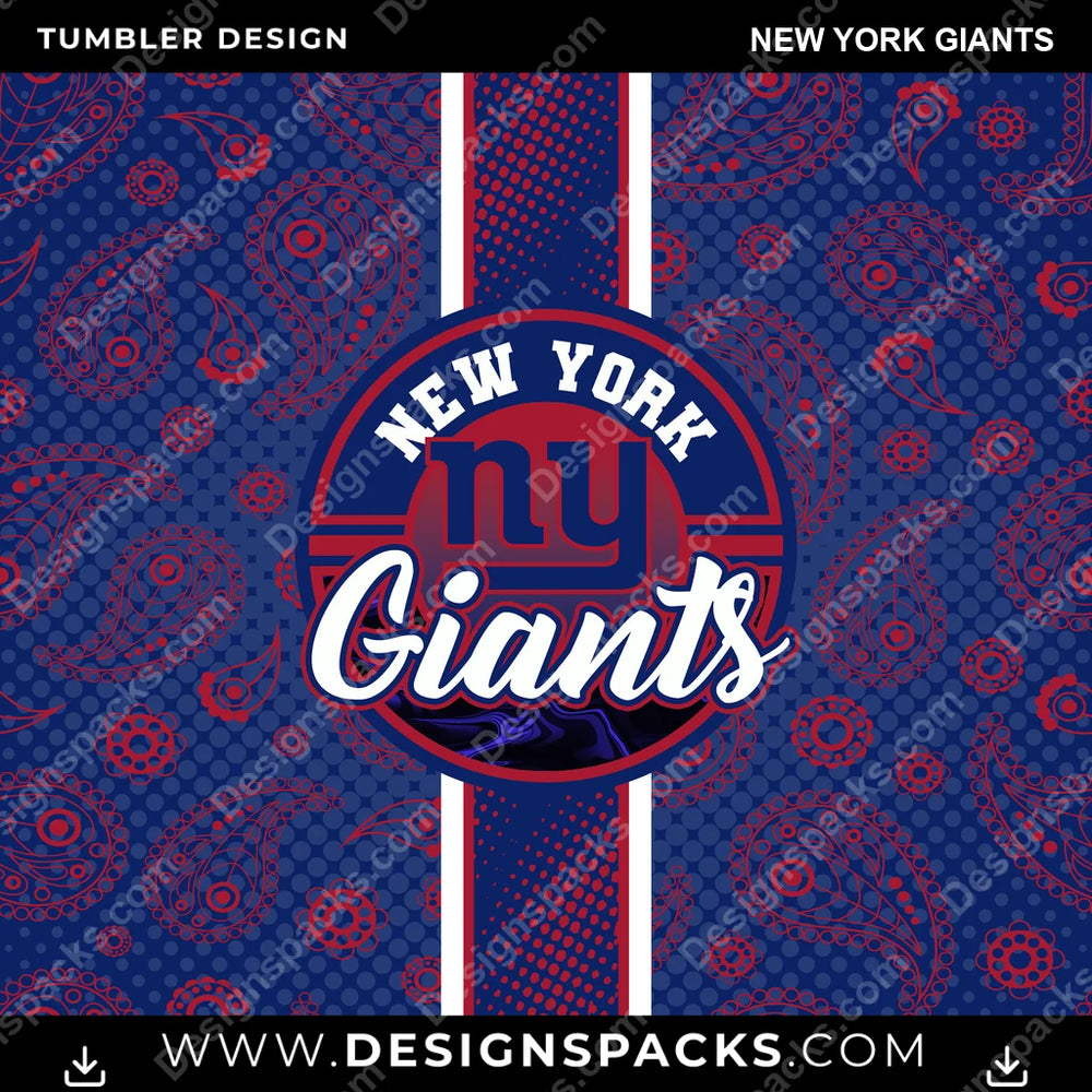 Football Handkerchief New York Giants NFL Football Tumbler Digital Wrap Design Download