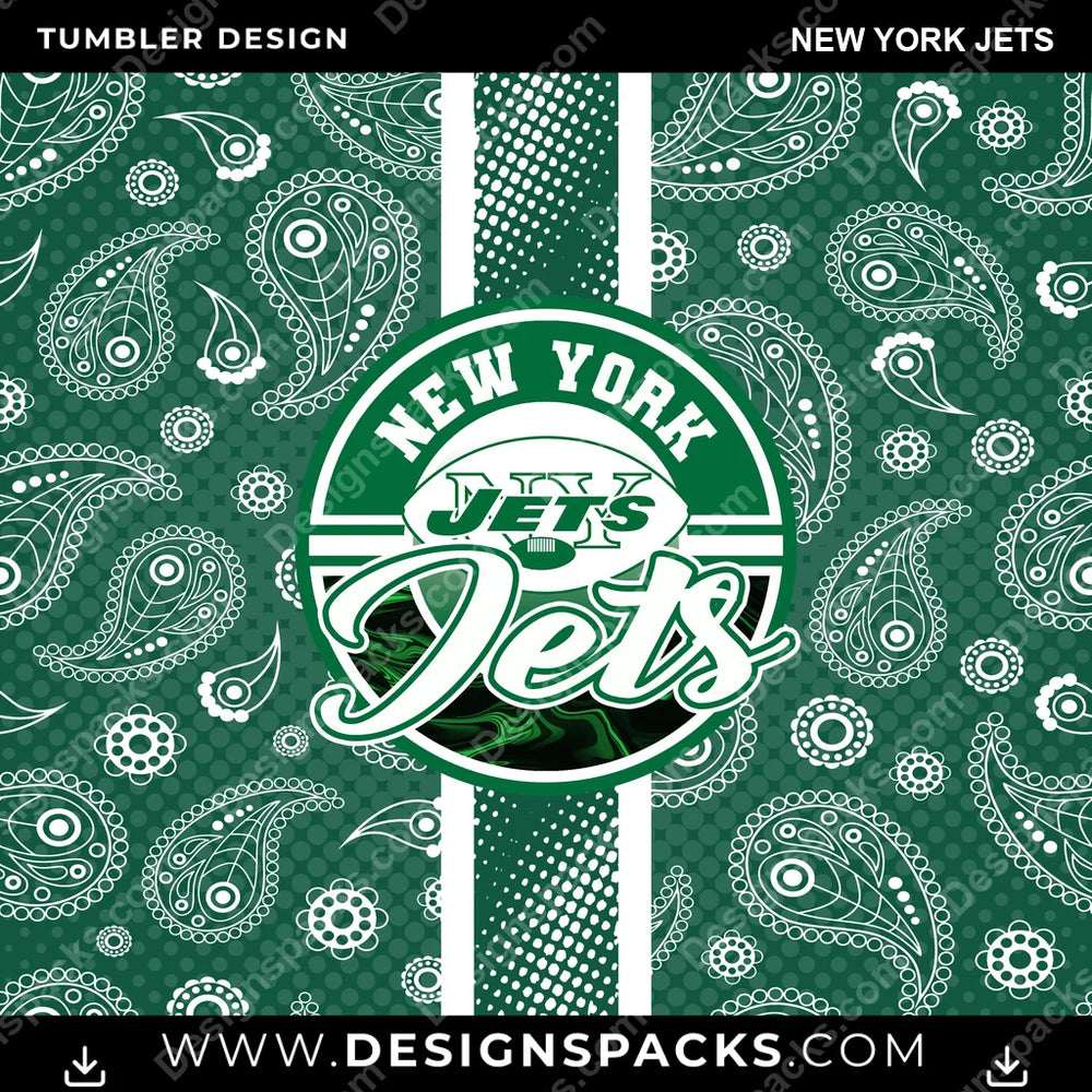 Football Handkerchief New York Jets NFL Football Tumbler Digital Wrap Design Download