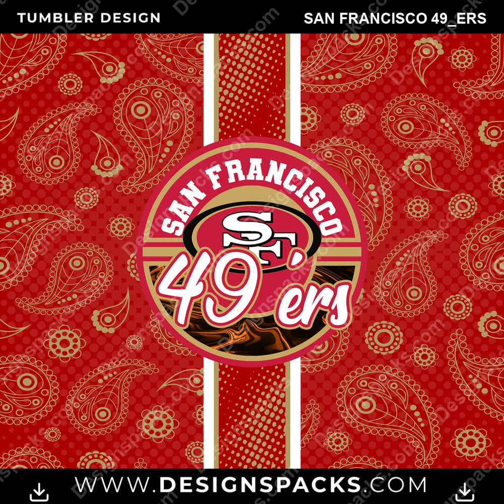 Football Handkerchief San Francisco 49ers NFL Football Tumbler Digital Wrap Design Download