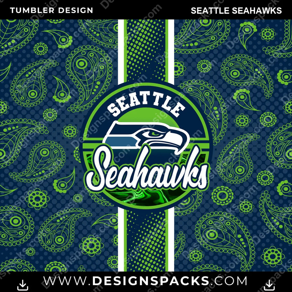 Football Handkerchief Seattle Seahawks NFL Football Tumbler Digital Wrap Design Download