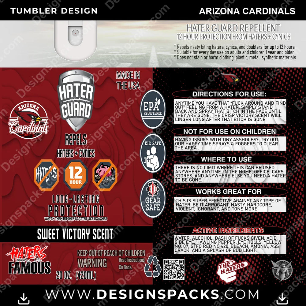 Football Hater Guard Arizona Cardinals NFL Football Tumbler Digital Wrap Design Download