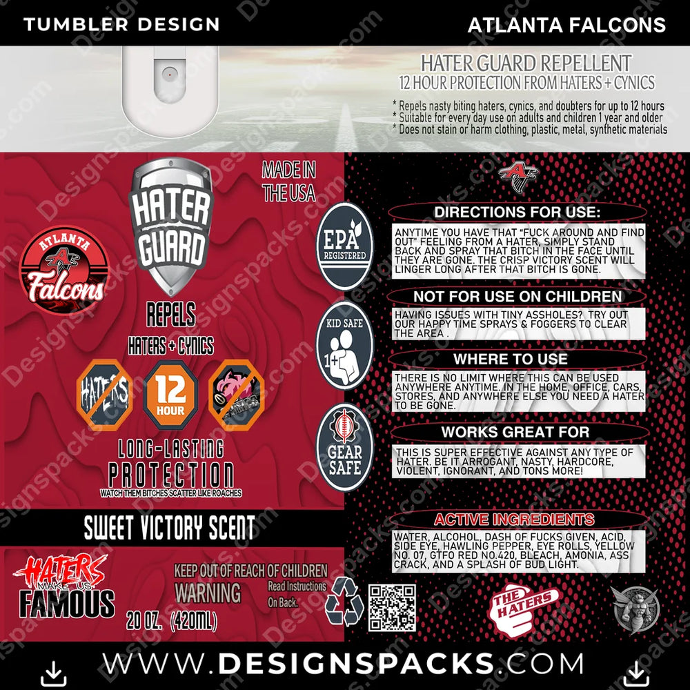 Football Hater Guard Atlanta Falcons NFL Football Tumbler Digital Wrap Design Download