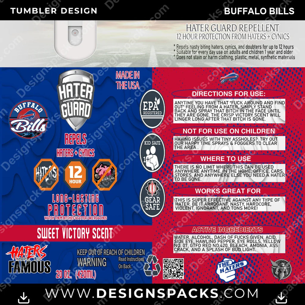 Football Hater Guard Buffalo Bills NFL Football Tumbler Digital Wrap Design Download