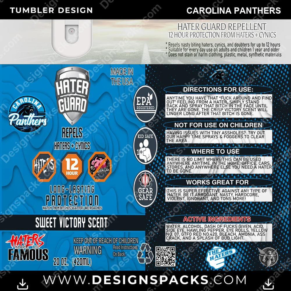 Football Hater Guard Carolina Panthers NFL Football Tumbler Digital Wrap Design Download