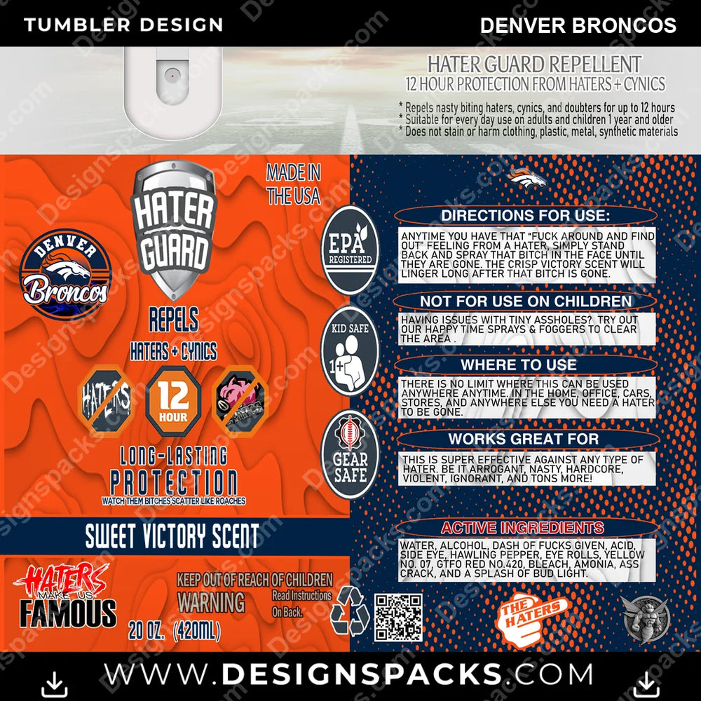 Football Hater Guard Denver Broncos NFL Football Tumbler Digital Wrap Design Download