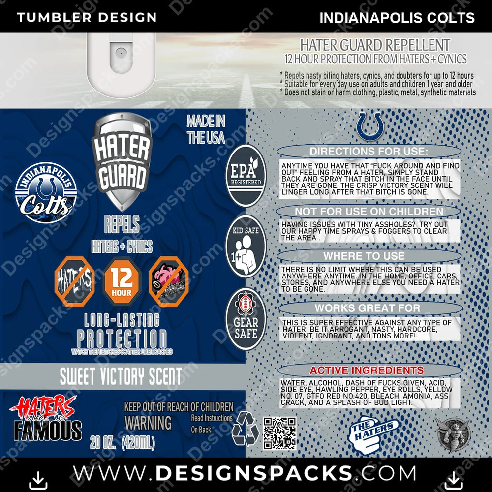 Football Hater Guard Indianapolis Colts NFL Football Tumbler Digital Wrap Design Download