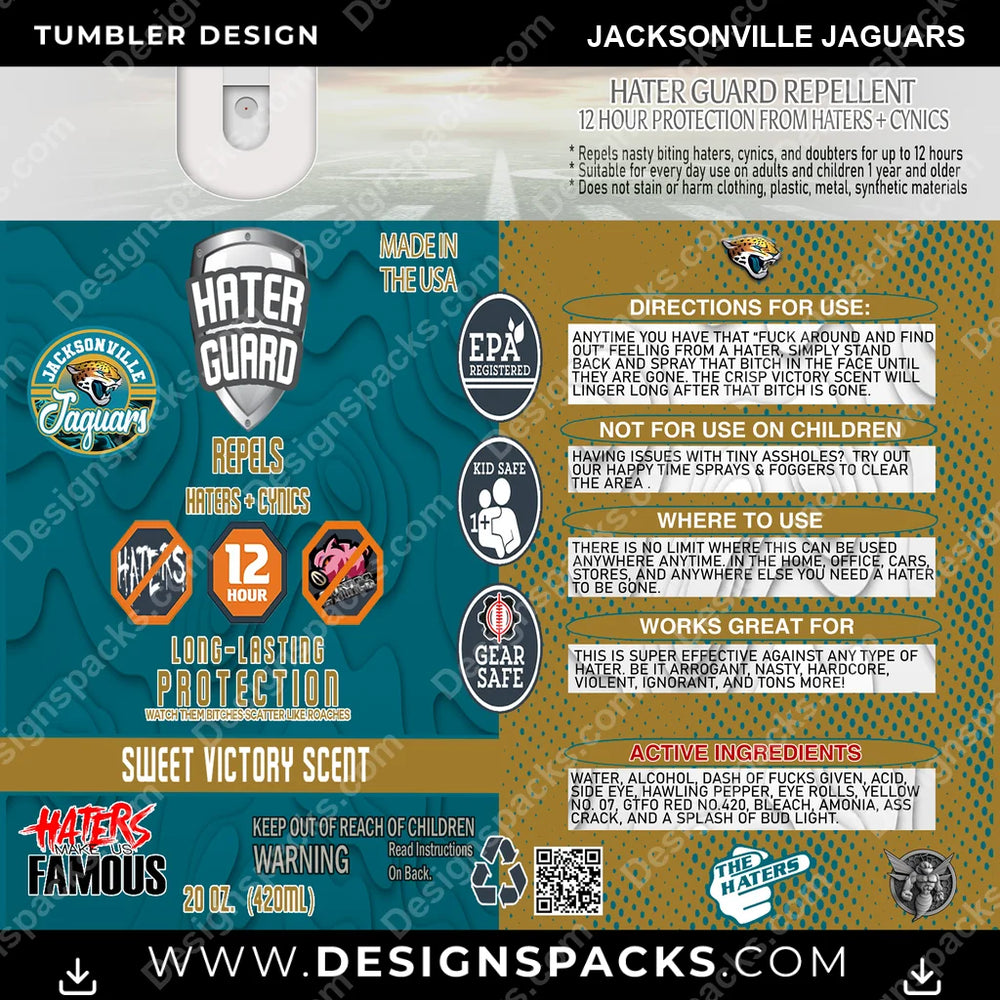 Football Hater Guard Jacksonville Jaguars NFL Football Tumbler Digital Wrap Design Download