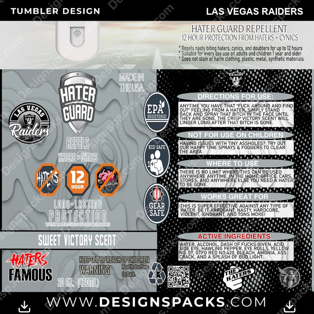 Football Hater Guard Las Vegas Raiders NFL Football Tumbler Digital Wrap Design Download