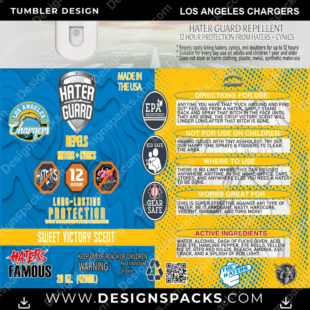 Football Hater Guard Los Angeles Chargers NFL Football Tumbler Digital Wrap Design Download