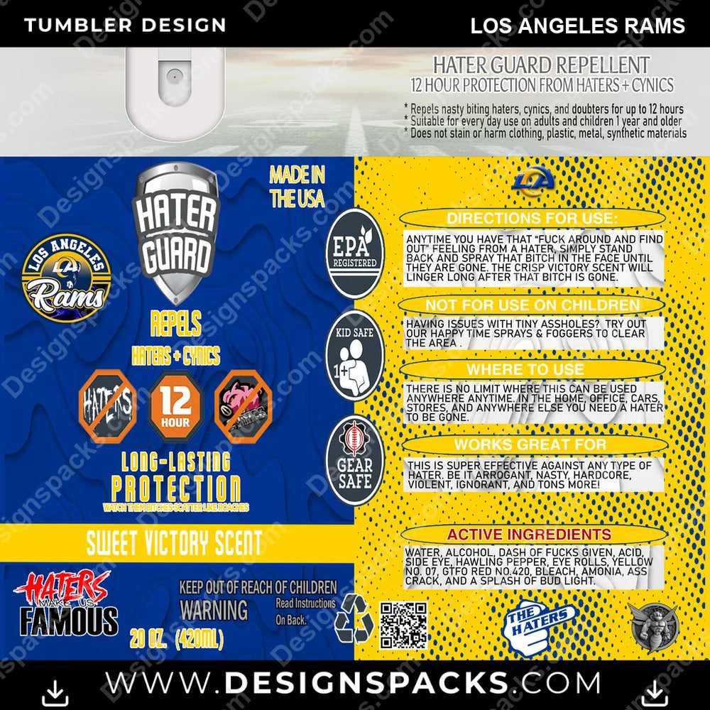 Football Hater Guard Los Angeles Rams NFL Football Tumbler Digital Wrap Design Download