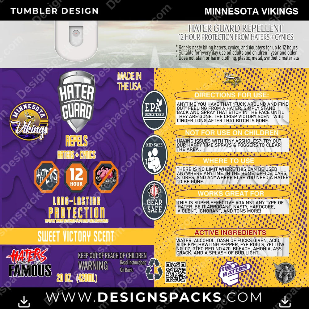 Football Hater Guard Minnesota Vikings NFL Football Tumbler Digital Wrap Design Download