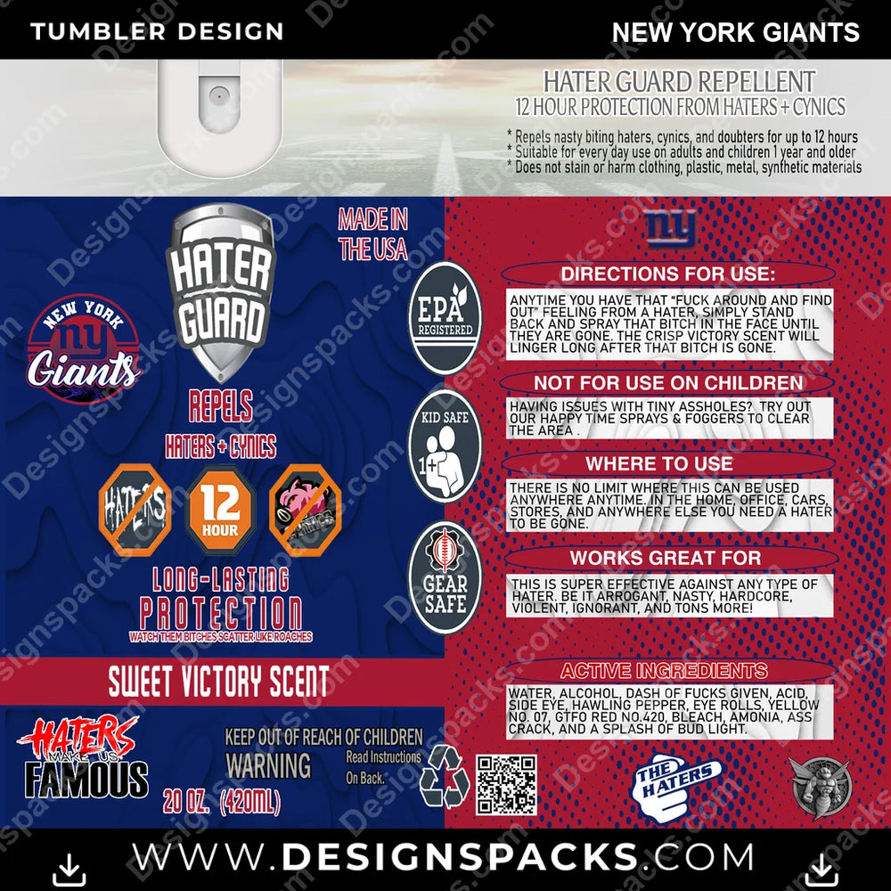 Football Hater Guard New York Giants NFL Football Tumbler Digital Wrap Design Download