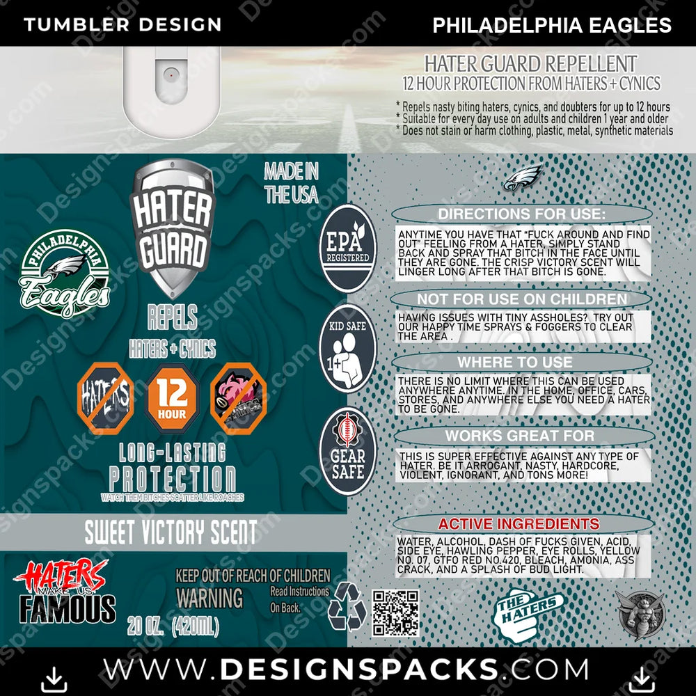 Football Hater Guard Philadelphia Eagles NFL Football Tumbler Digital Wrap Design Download