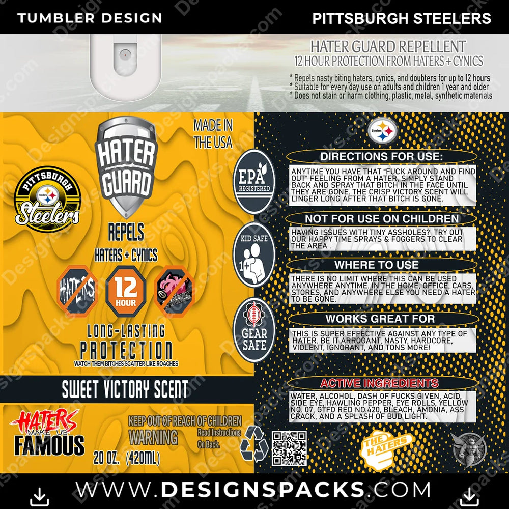 Football Hater Guard Pittsburgh Steelers NFL Football Tumbler Digital Wrap Design Download