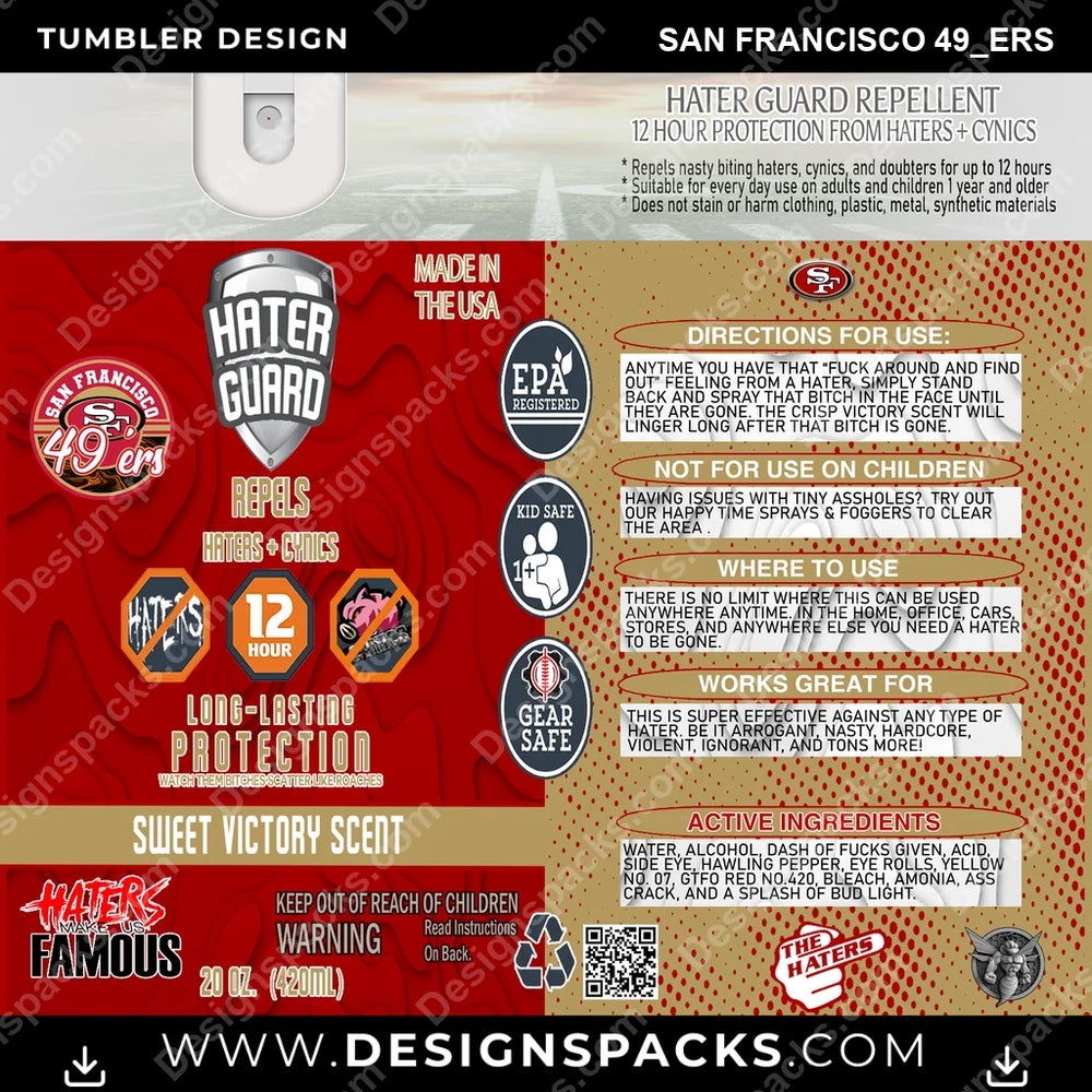 Football Hater Guard San Francisco 49ers NFL Football Tumbler Digital Wrap Design Download