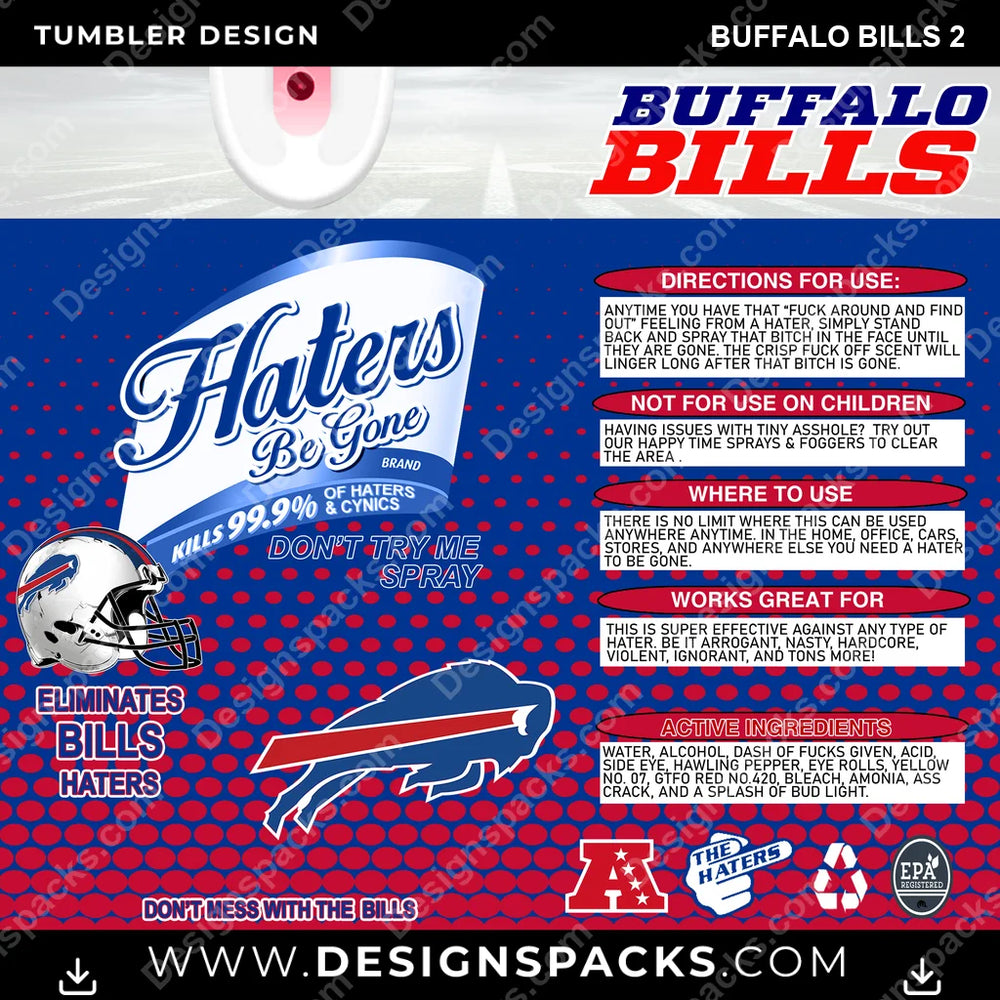 Football Haters Be Gone Buffalo Bills 2 NFL Football Tumbler Digital Wrap Design Download