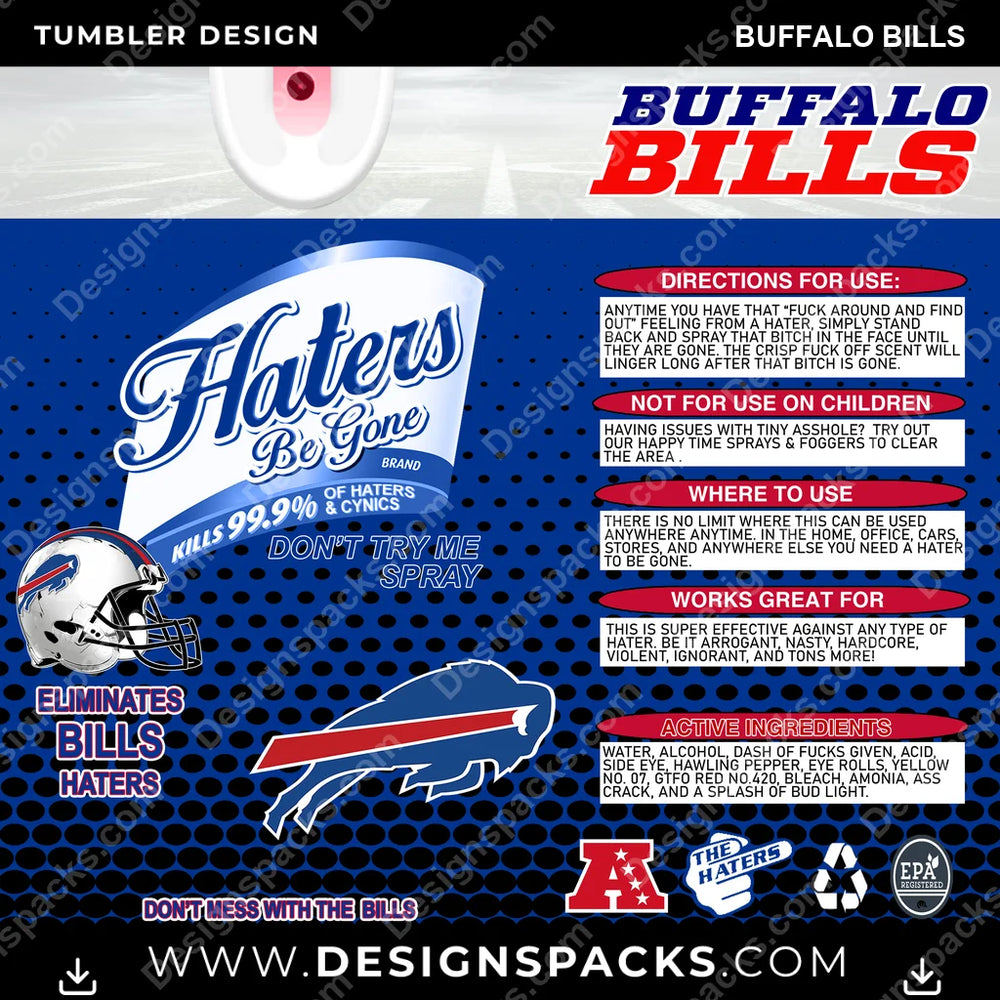 Football Haters Be Gone Buffalo Bills NFL Football Tumbler Digital Wrap Design Download