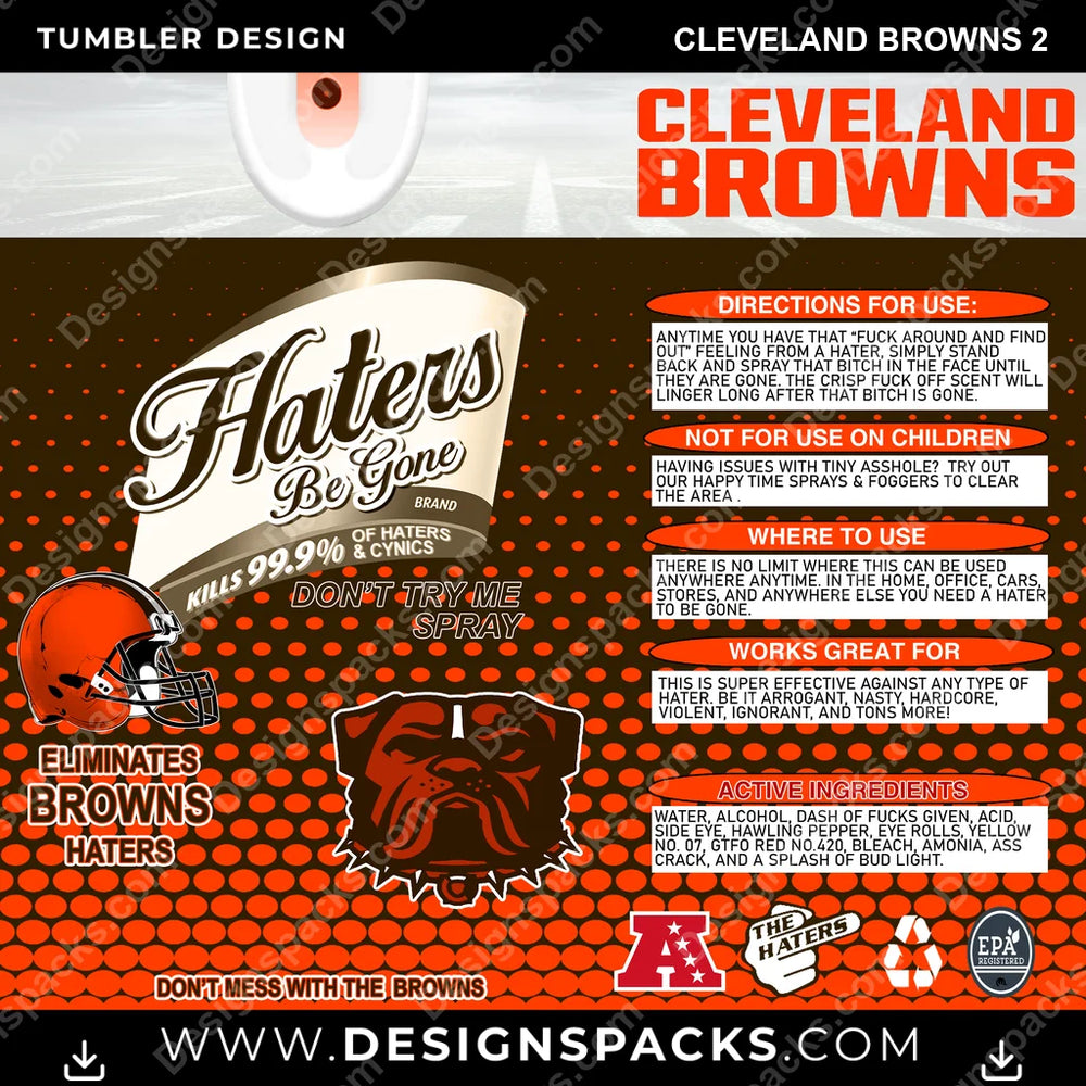 Football Haters Be Gone Cleveland Browns 2 NFL Football Tumbler Digital Wrap Design Download