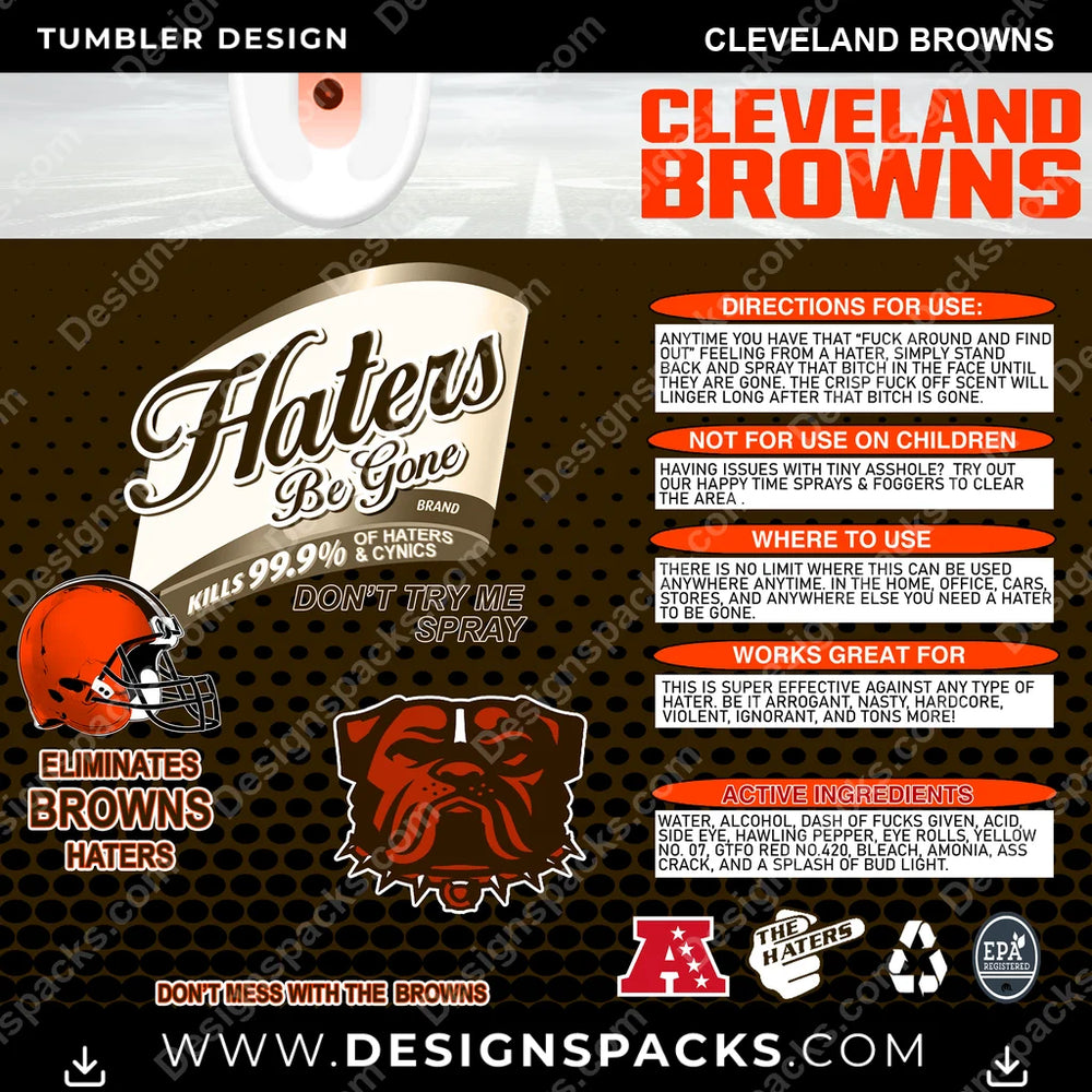 Football Haters Be Gone Cleveland Browns NFL Football Tumbler Digital Wrap Design Download