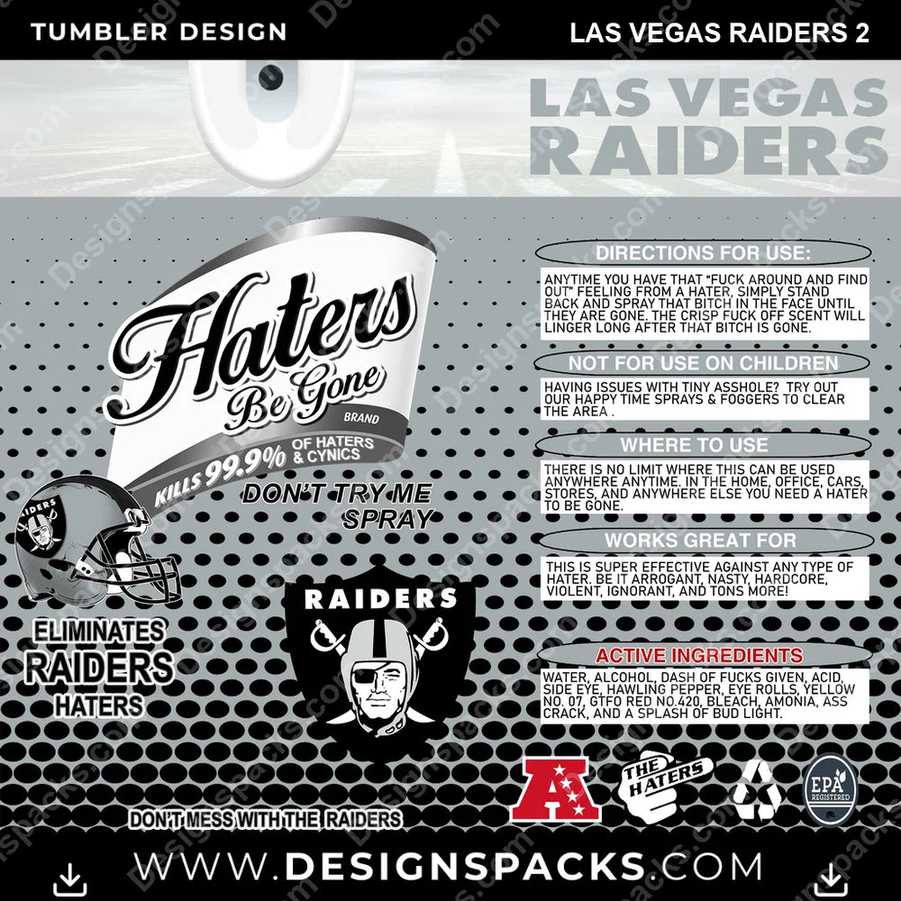 Football Haters Be Gone Las Vegas Raiders 2 NFL Football Tumbler Digital Wrap Design Download