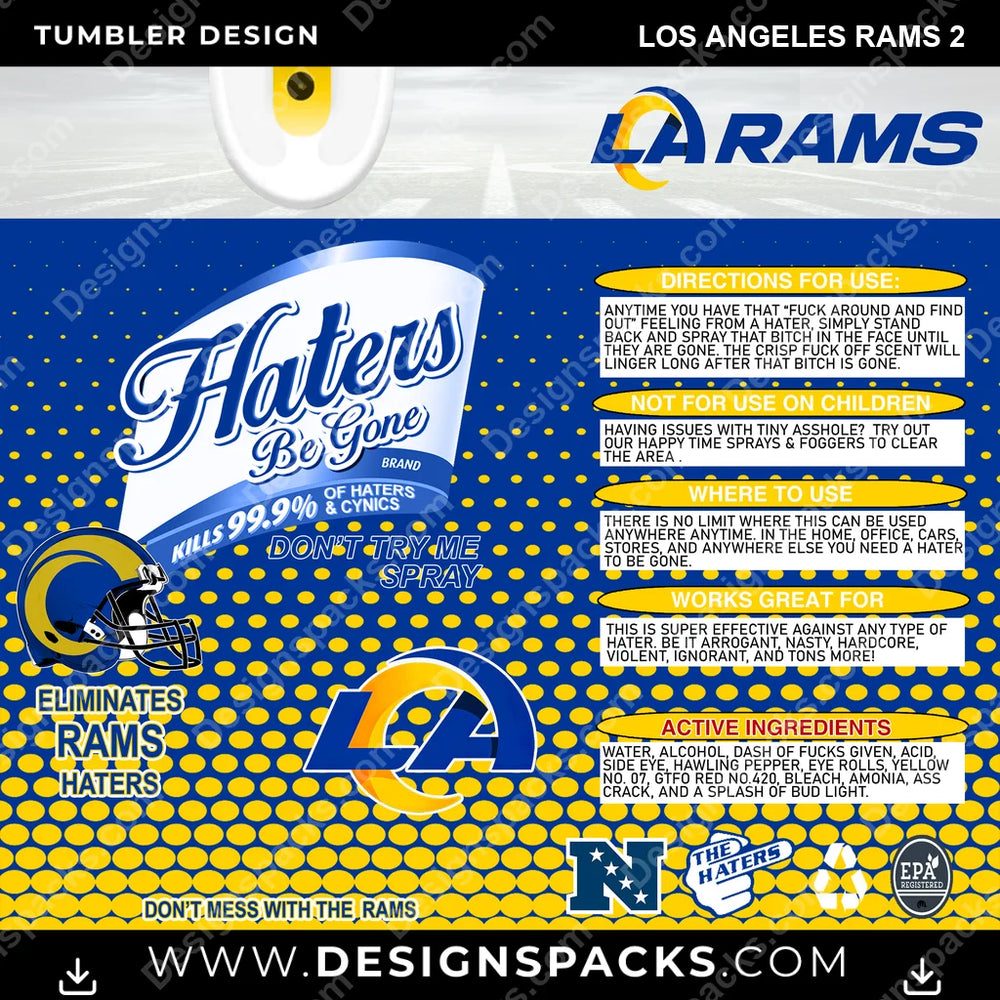 Football Haters Be Gone Los Angeles Rams 2 NFL Football Tumbler Digital Wrap Design Download
