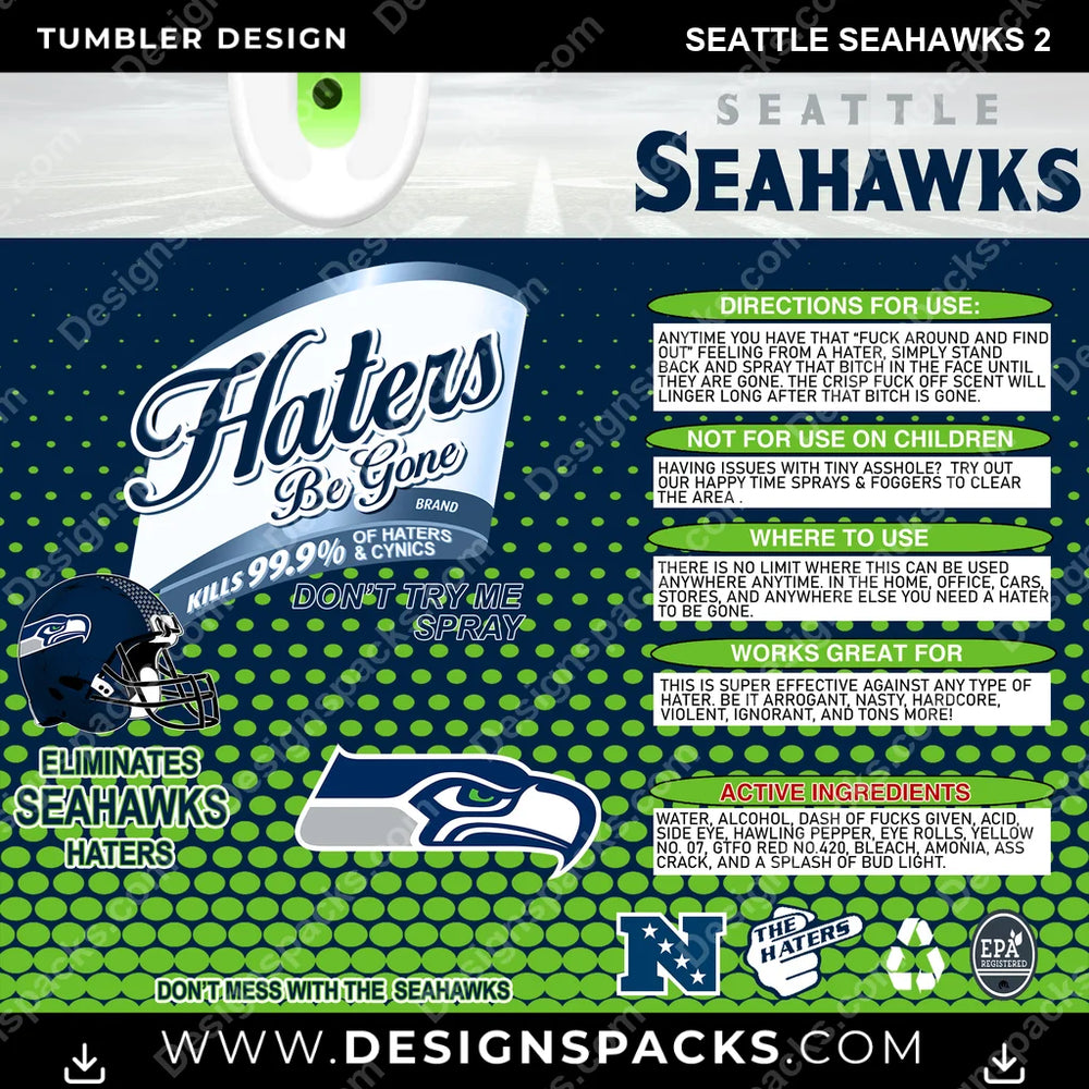 Football Haters Be Gone Seattle Seahawks 2 NFL Football Tumbler Digital Wrap Design Download