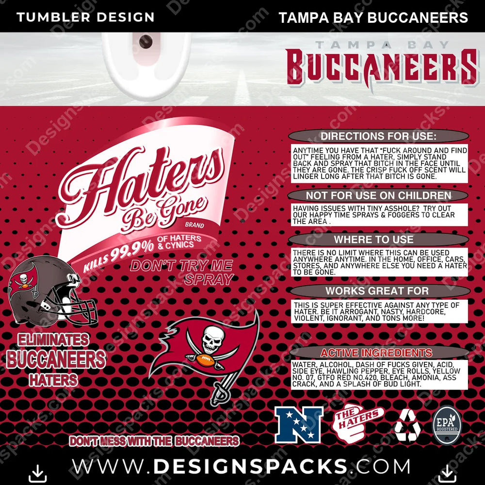 Football Haters Be Gone Tampa Bay Buccaneers NFL Football Tumbler Digital Wrap Design Download