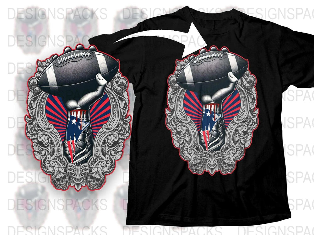 American Football T-Shirt, Patriotic Design, Black Sports Tee, Men's Graphic Shirt, Casual Wear, Unique Football Apparel