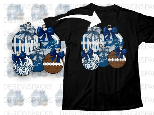 Football Mom T-Shirt, Leopard Print Blue Bow Design, Sports Fan Apparel, Women's Casual Top