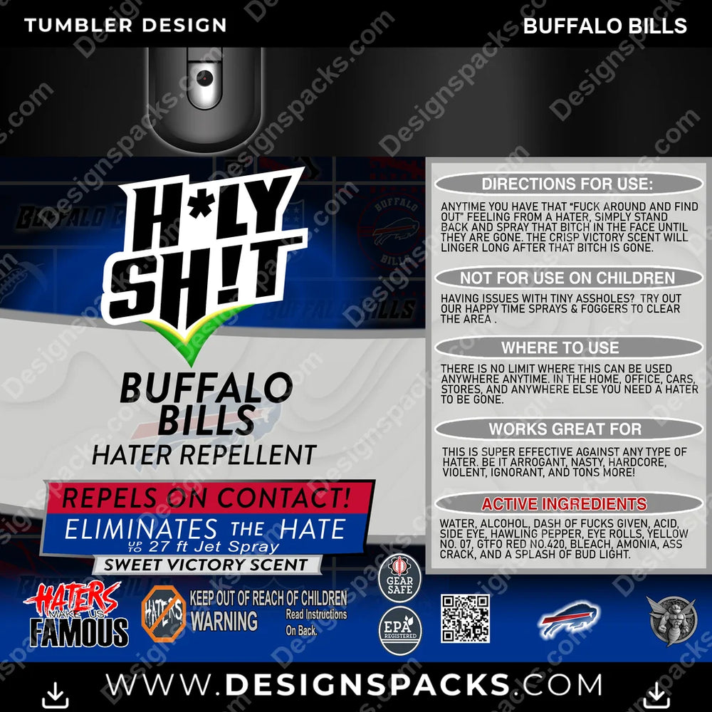 Football HOLY SHIT Buffalo Bills NFL Football Tumbler Digital Wrap Design Download