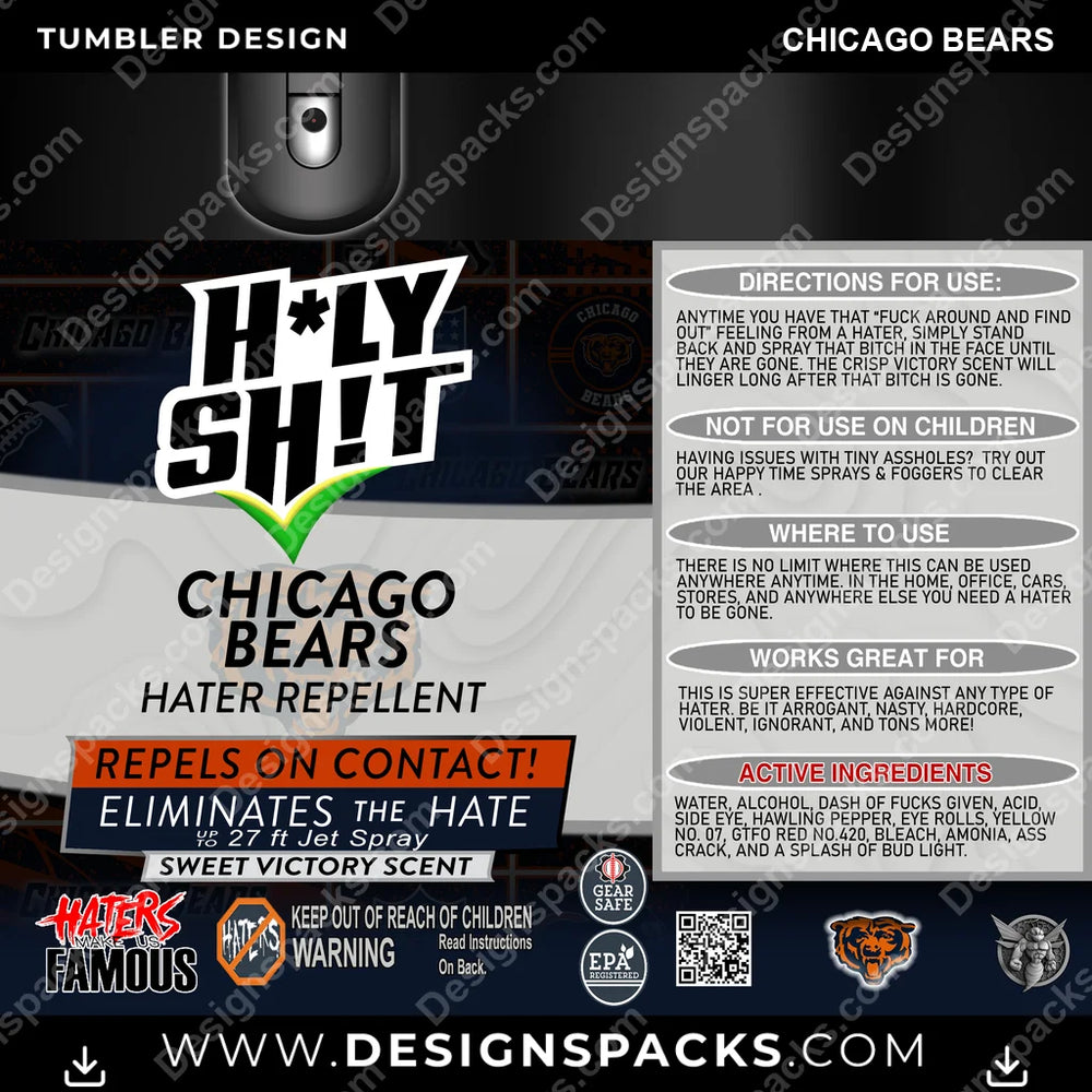 Football HOLY SHIT Chicago Bears NFL Football Tumbler Digital Wrap Design Download