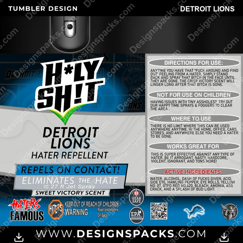 Football HOLY SHIT Detroit Lions NFL Football Tumbler Digital Wrap Design Download