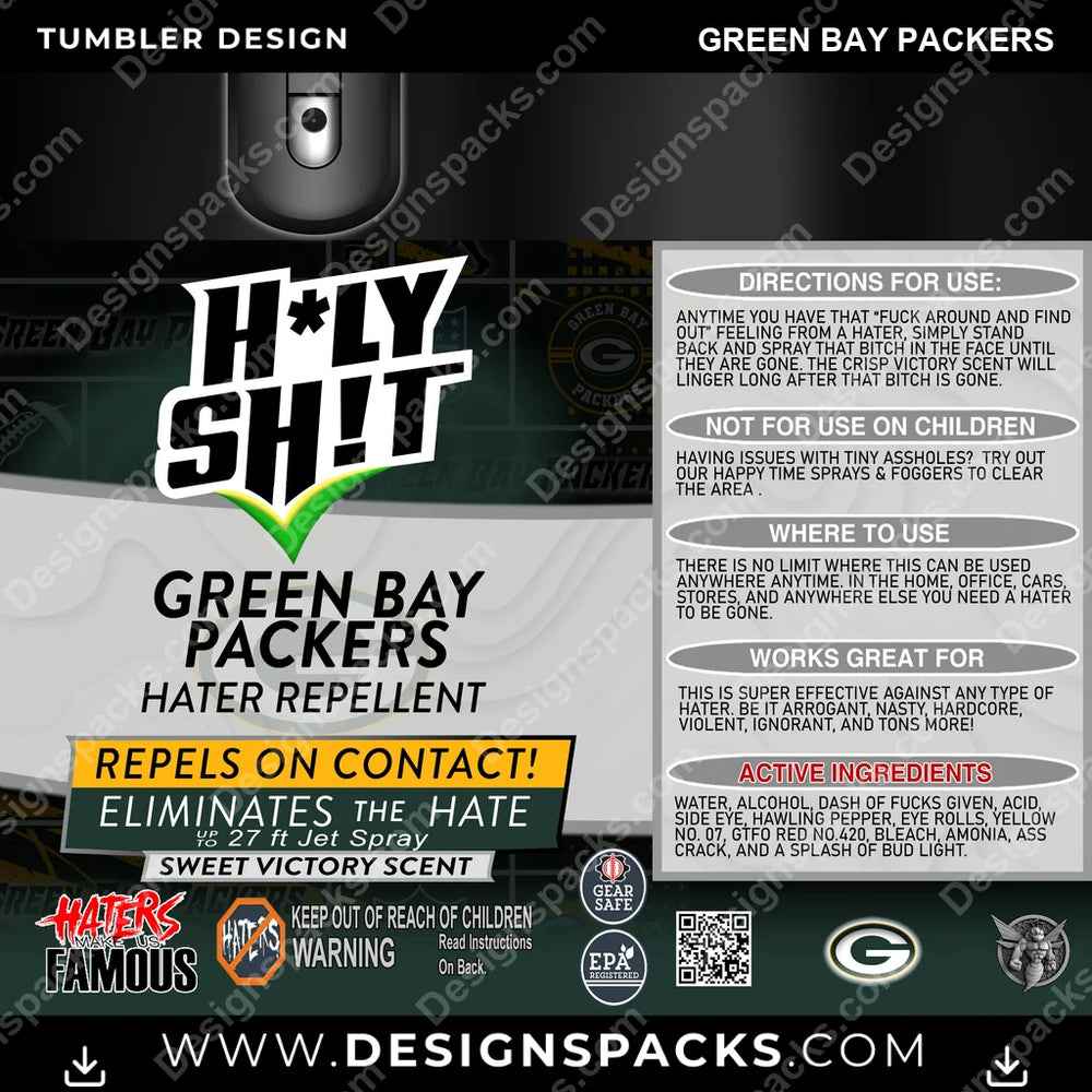 Football HOLY SHIT Green Bay Packers NFL Football Tumbler Digital Wrap Design Download