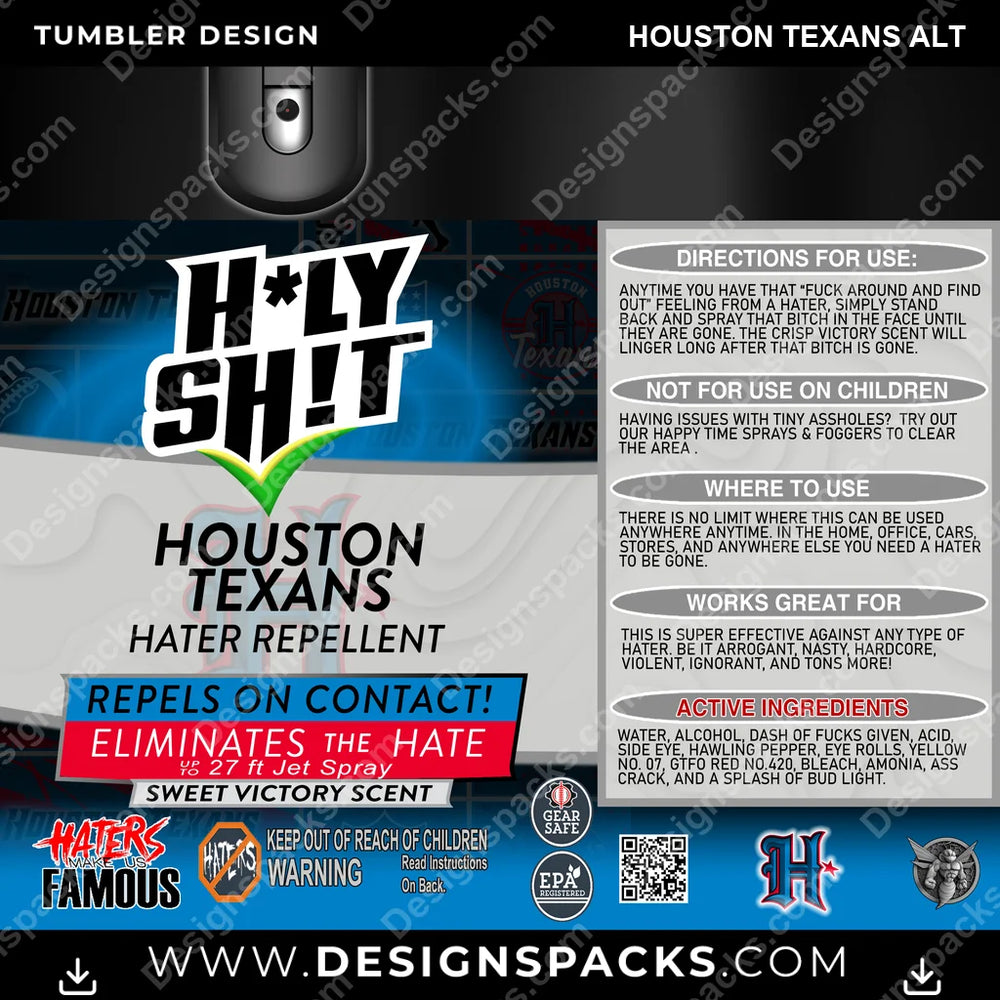 Football HOLY SHIT Houston Texans Alt NFL Football Tumbler Digital Wrap Design Download